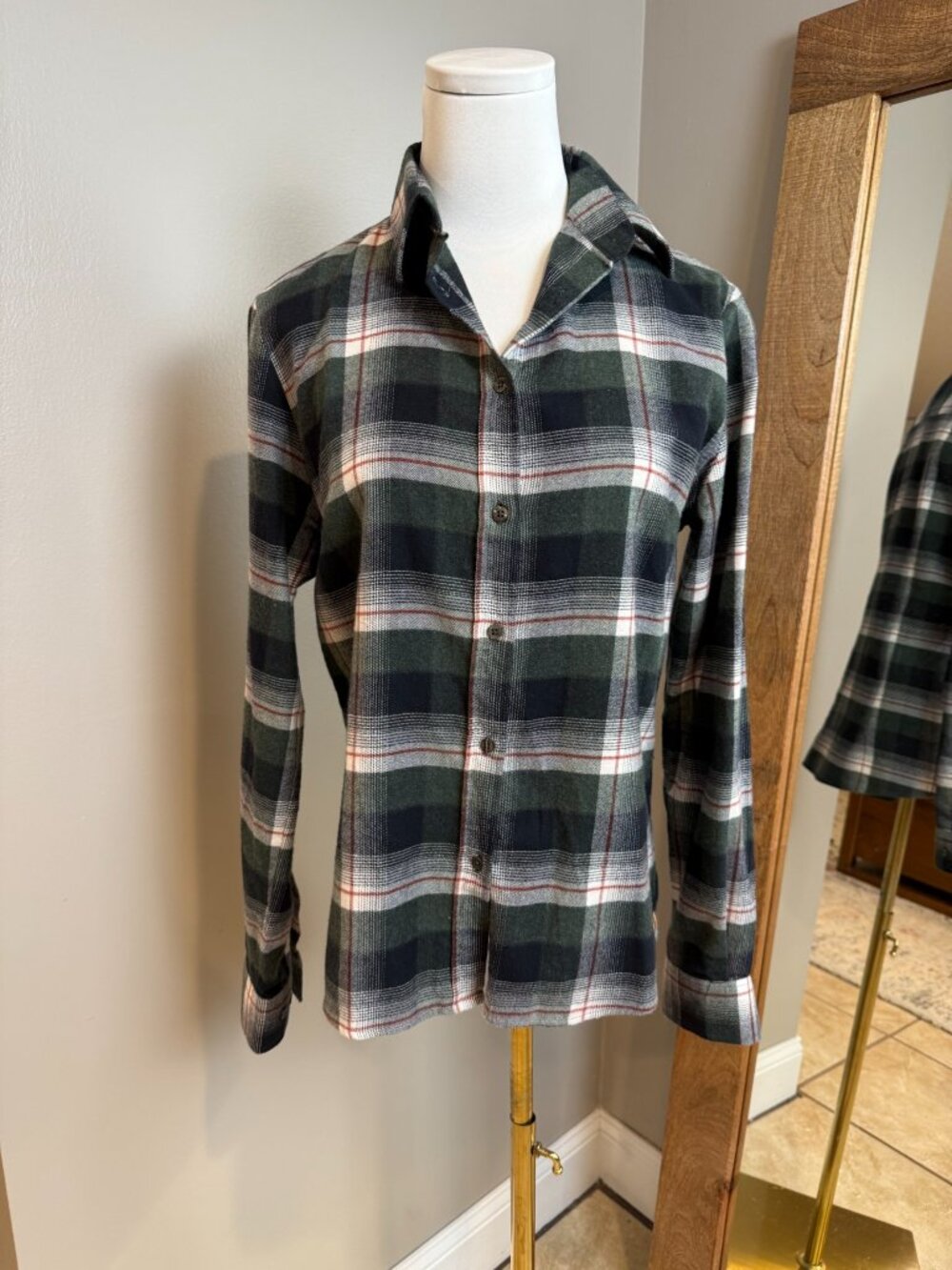 Walker Slater Ella Green White Multicheck Cotton Shirt UK 8